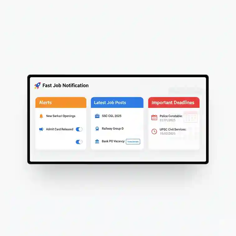 Fast Job notification dashboard UI illustration