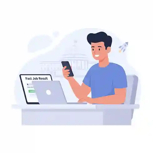Candidate checking Fast Job exam result online illustration